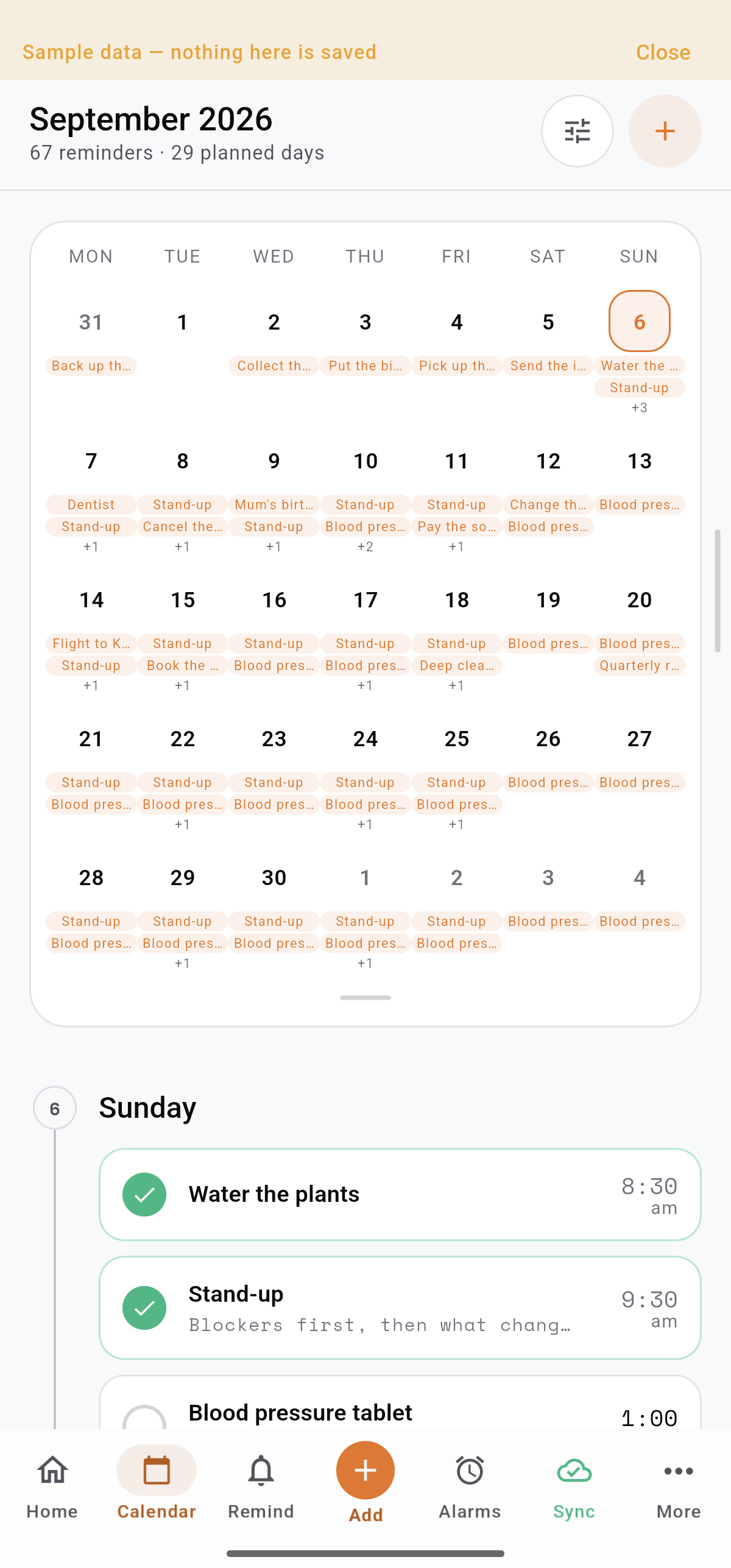 Current Trakven calendar