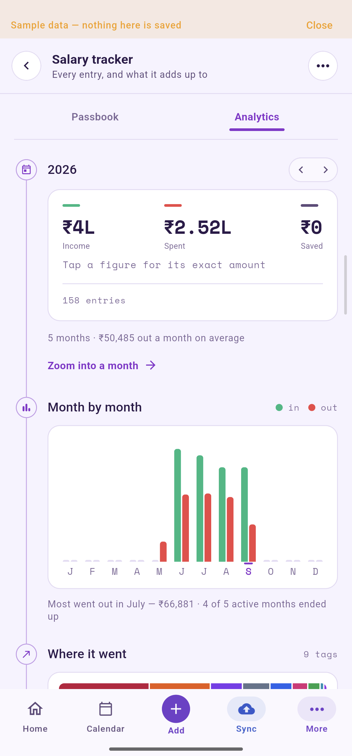 Cash flow for See the pattern, not just the balance.
