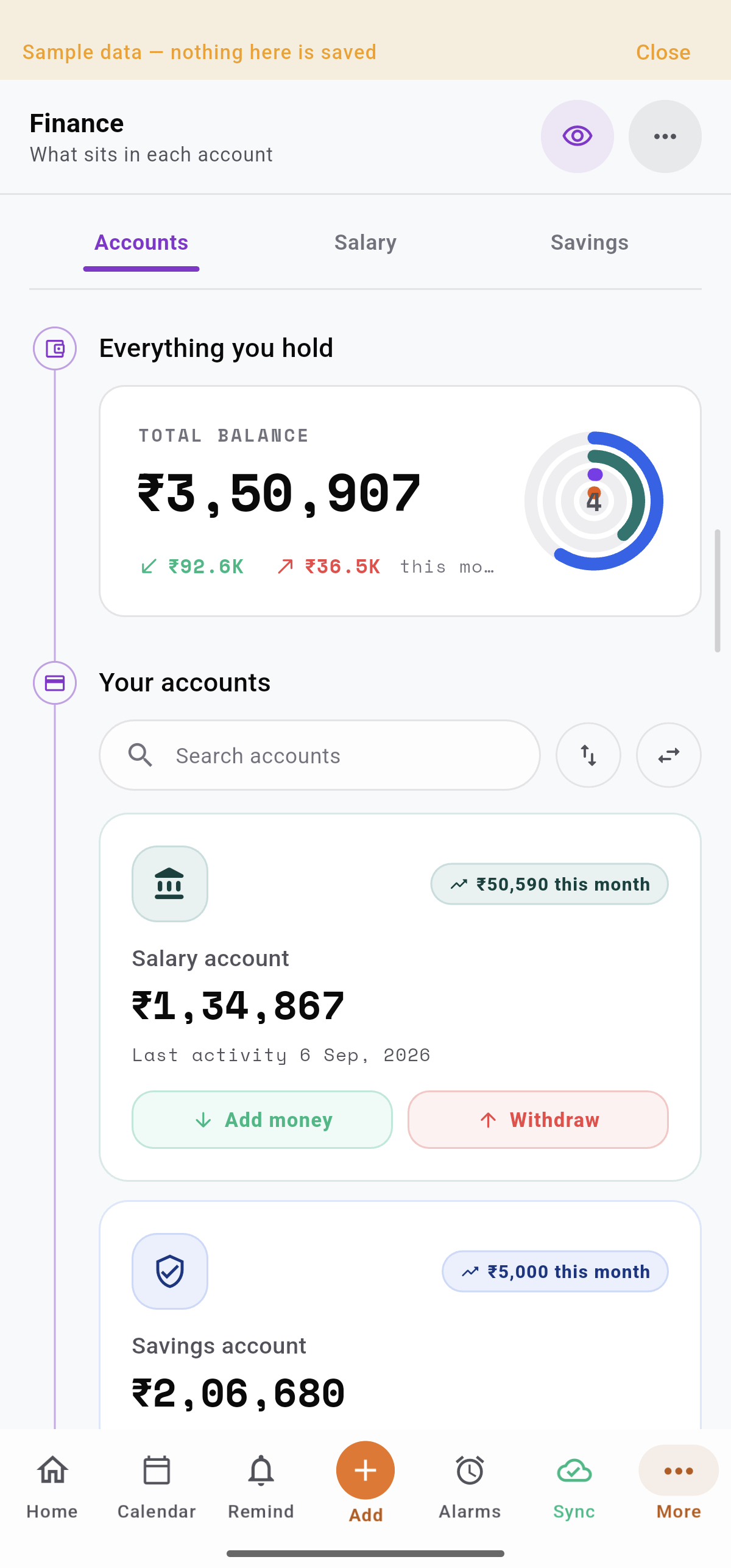 Accounts overview for Give every account a clear place.